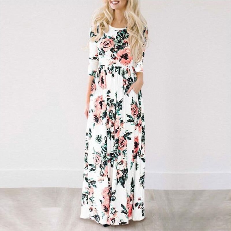 Summer Maxi White Floral - BUSINSTORE