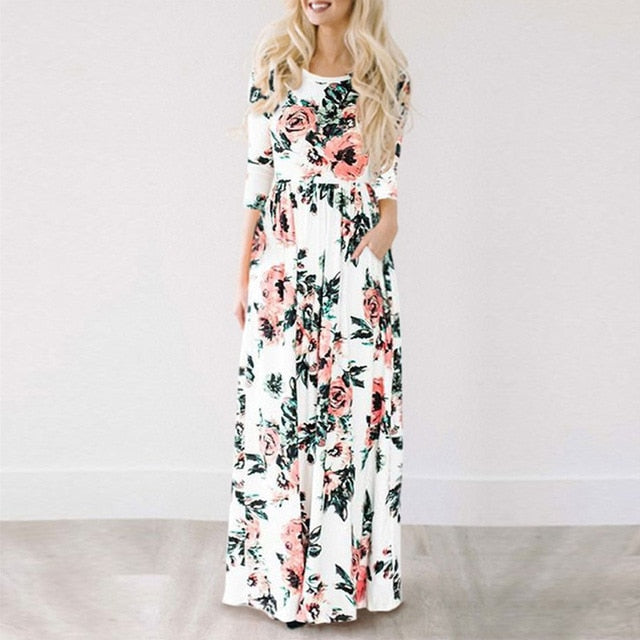 Summer Maxi White Floral - BUSINSTORE