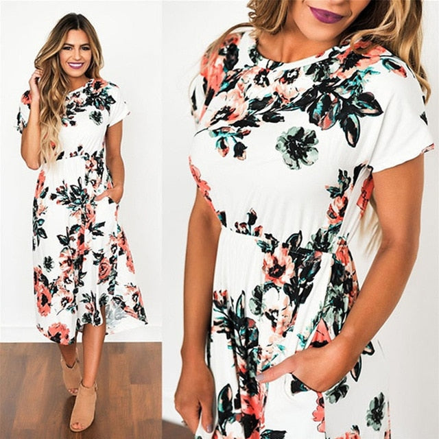 Summer Maxi White Floral - BUSINSTORE