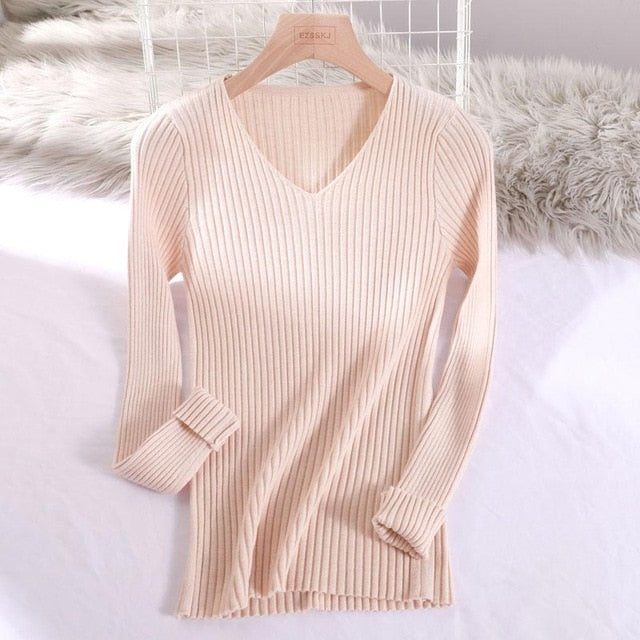 Basic V-neck Sweater - BUSINSTORE