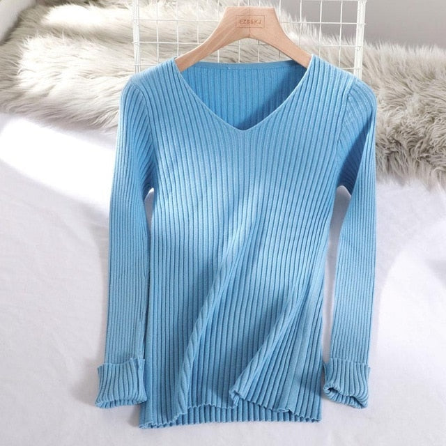 Basic V-neck Sweater - BUSINSTORE