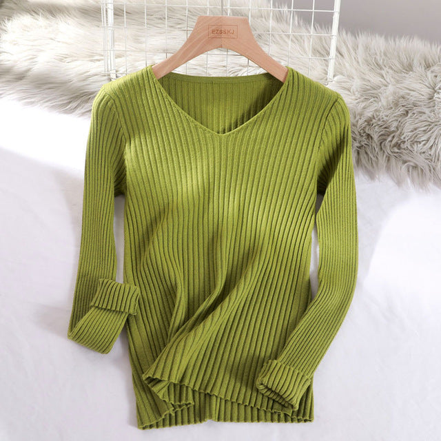 Basic V-neck Sweater - BUSINSTORE