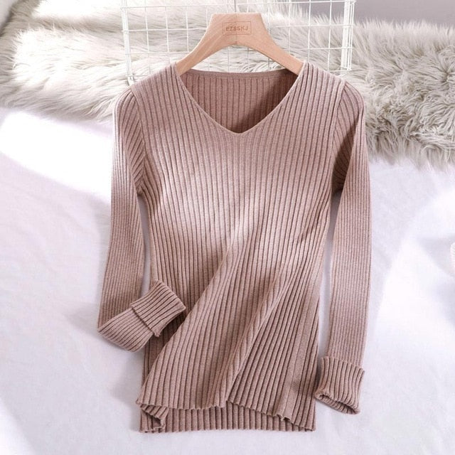 Basic V-neck Sweater - BUSINSTORE