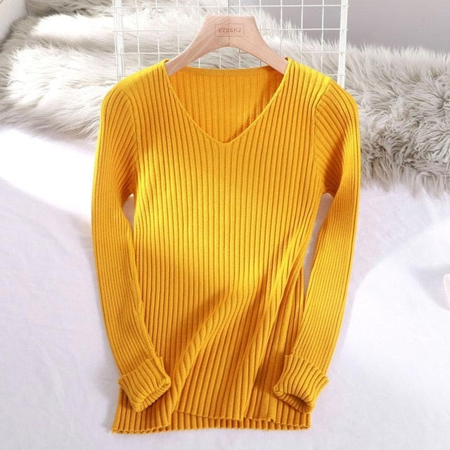 Basic V-neck Sweater - BUSINSTORE