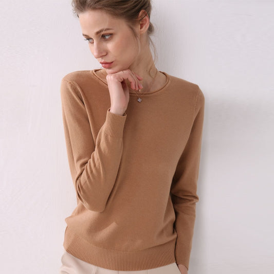 long sleeves curled O-neck sweater - BUSINSTORE