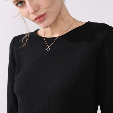 long sleeves curled O-neck sweater - BUSINSTORE