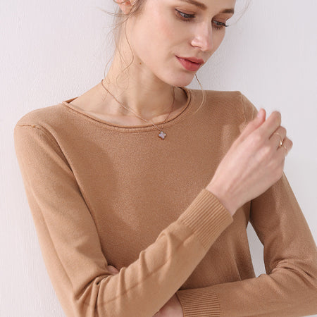 long sleeves curled O-neck sweater - BUSINSTORE