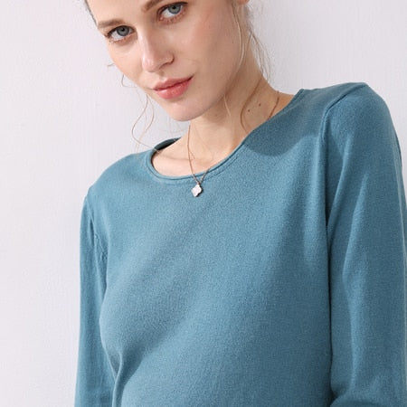 long sleeves curled O-neck sweater - BUSINSTORE