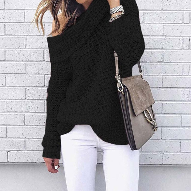 Off Shoulder Warm Sweater - BUSINSTORE