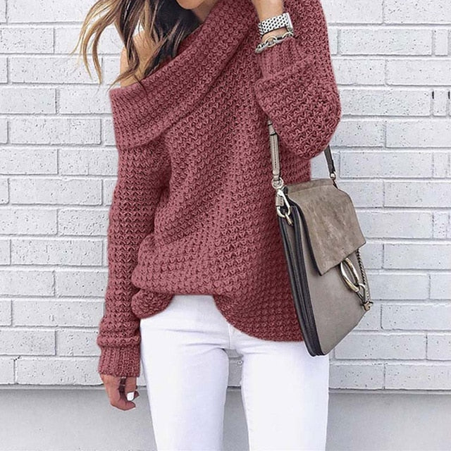 Off Shoulder Warm Sweater - BUSINSTORE