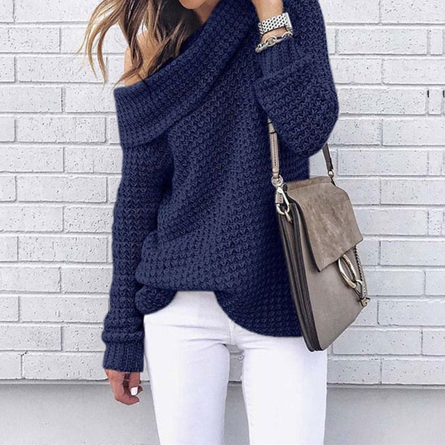 Off Shoulder Warm Sweater - BUSINSTORE