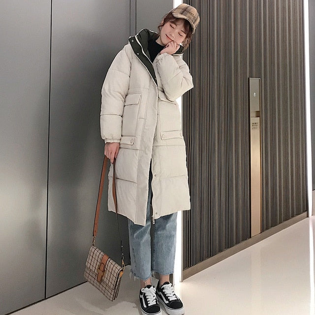 Hooded Long Parka Coat - BUSINSTORE