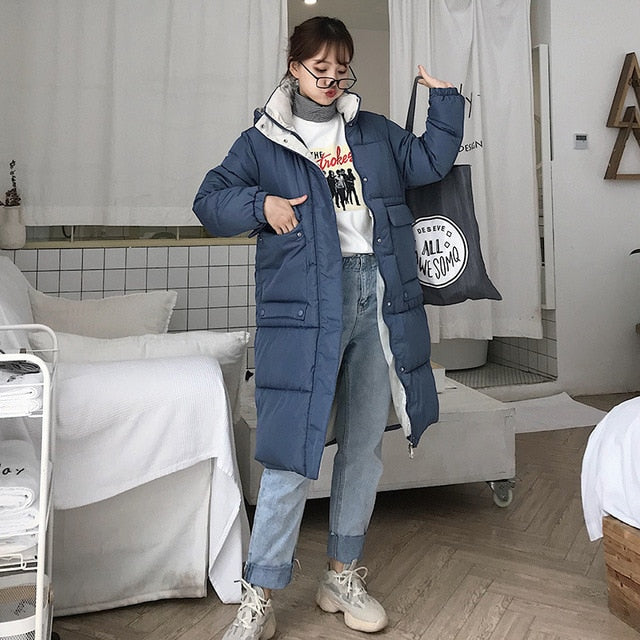 Hooded Long Parka Coat - BUSINSTORE