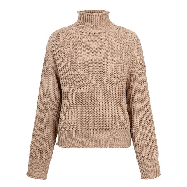 Turtleneck Long Sleeve Sweater - BUSINSTORE