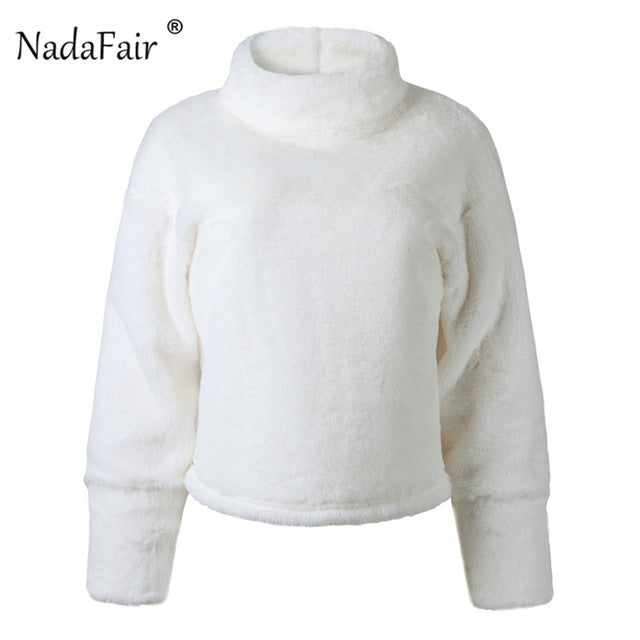 White Plush Winter Turtleneck - BUSINSTORE