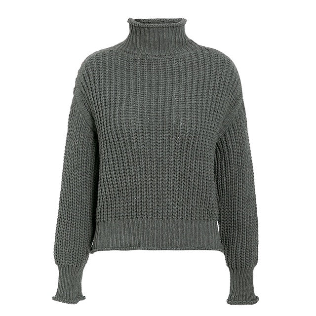 Turtleneck Long Sleeve Sweater - BUSINSTORE