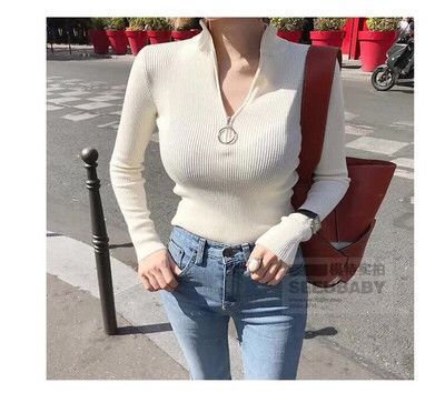 Turtleneck Zipper Knitted Sweater - BUSINSTORE