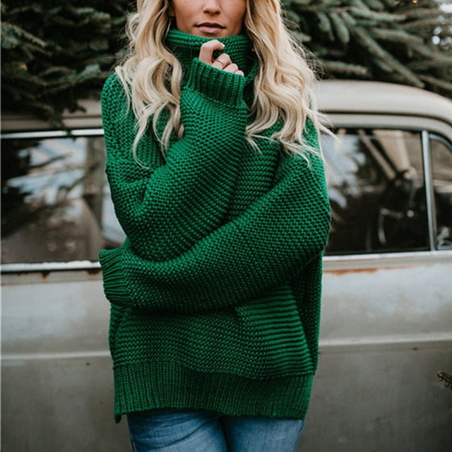 Retro Turtleneck Knitted Long Pullovers - BUSINSTORE