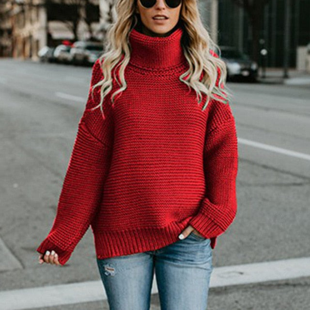 Retro Turtleneck Knitted Long Pullovers - BUSINSTORE