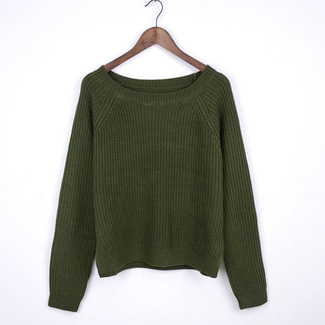 Long sleeve casual crop sweater - BUSINSTORE