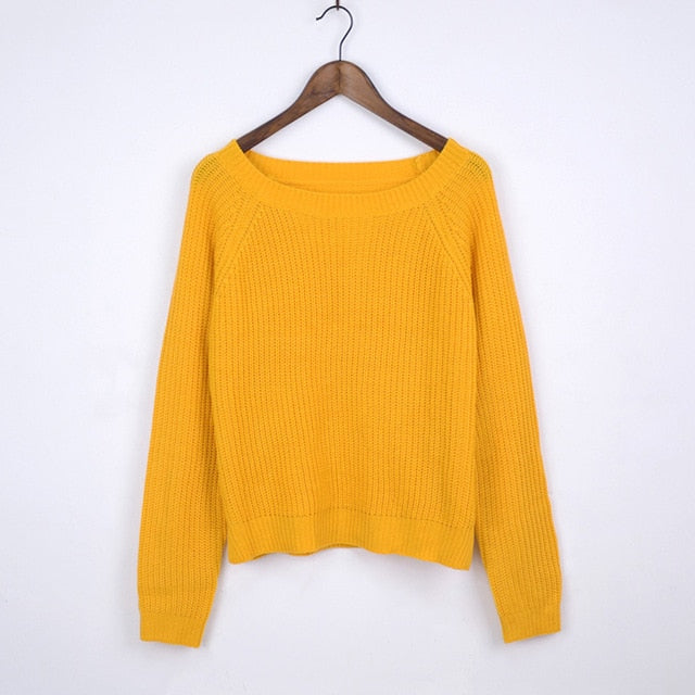 Long sleeve casual crop sweater - BUSINSTORE