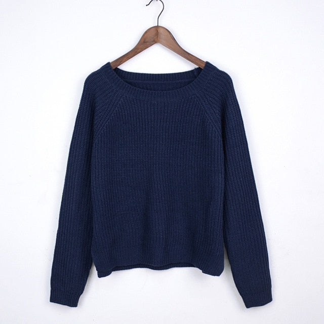 Long sleeve casual crop sweater - BUSINSTORE