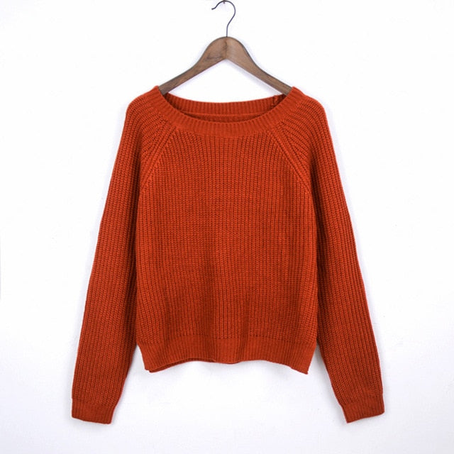 Long sleeve casual crop sweater - BUSINSTORE