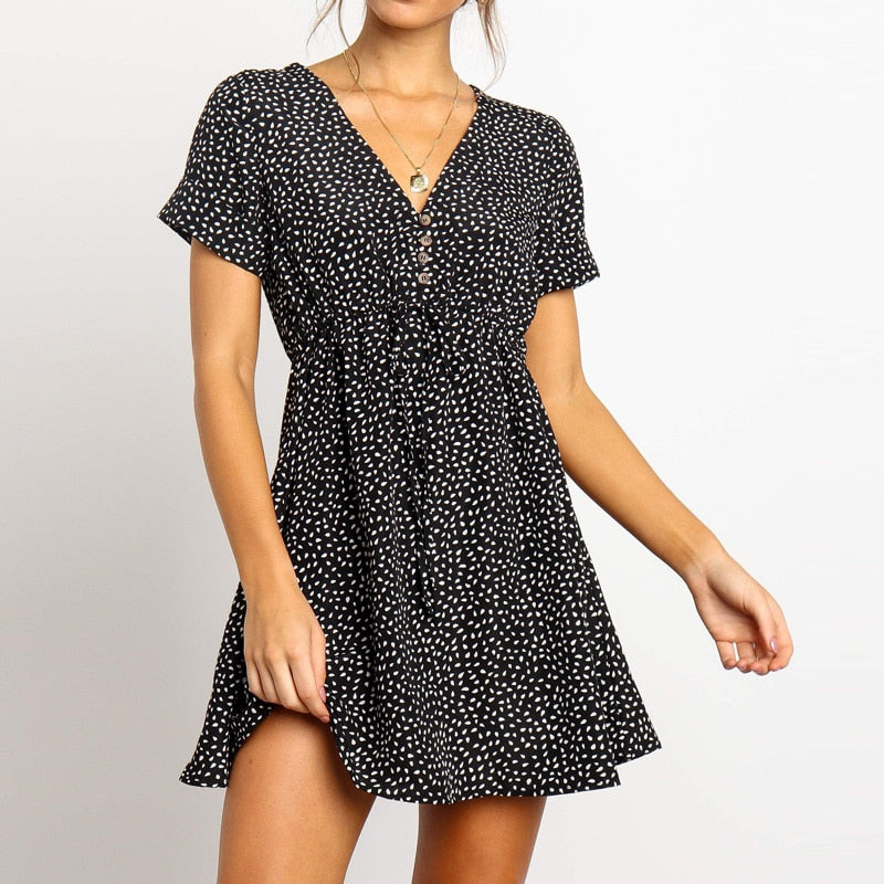 Summer Dress with Casual Short Sleeve - BUSINSTORE