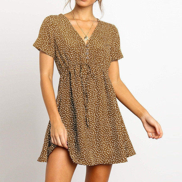 Summer Dress with Casual Short Sleeve - BUSINSTORE