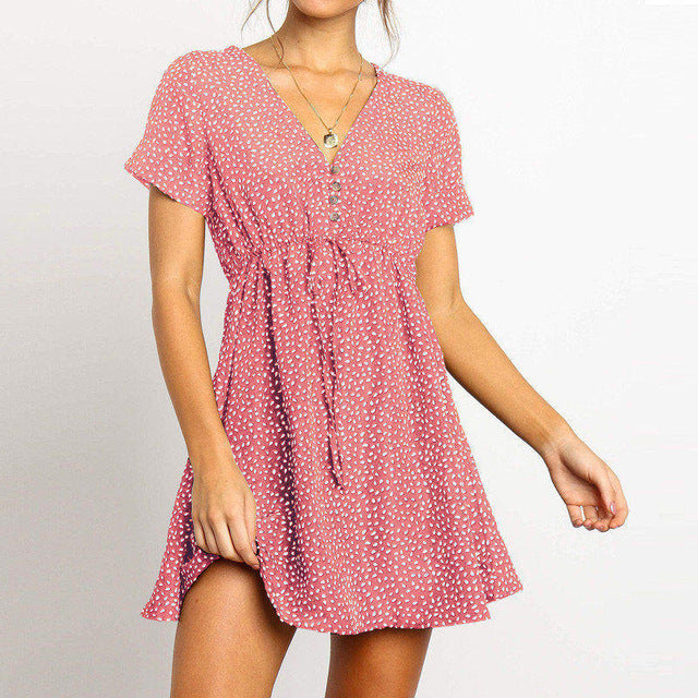 Summer Dress with Casual Short Sleeve - BUSINSTORE